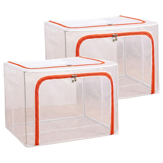 超大透明可視雙開收納箱 110L, 橘紅色, 2個