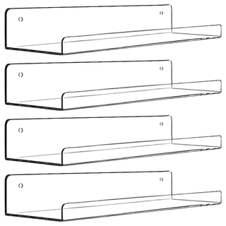免打孔 壓克力 多功能置物架, 透明, 4個