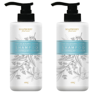 SOAPBERRY 古寶無患子 舒爽薄荷控油去屑純露洗髮精，穩定頭皮，深層清潔，保濕蓬鬆，適合一般及中油性髮質, 480g, 2瓶