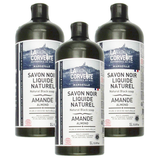 LA CORVETTE 法釩馬賽莊園 馬賽家事多功能濃縮黑皂液 杏香, 1L, 3瓶