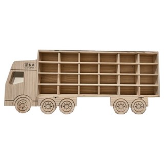 花太太 兒童玩具車收納架 24格 760 x 320 x 80mm, 原木色, 1個