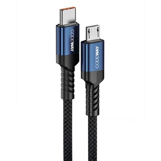 CODEWAY USB-C-Micro 5針充電線 高速傳輸, 藍色, 1m, 1條