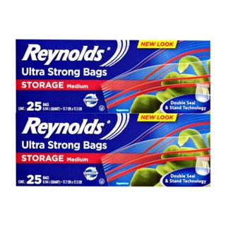 Reynolds 雙重鎖扣站立式冷藏保鮮袋 25入, 中(M), 2個