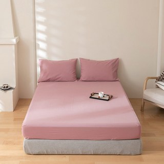 100%防水床包式保潔墊 3M吸濕排汗技術 防蟎抗菌, 豆沙粉, 雙人 188 x 152cm