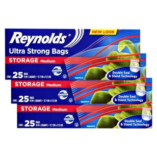 Reynolds 雙重鎖扣站立式冷藏保鮮袋, 中(M), 3個