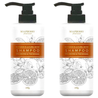 SOAPBERRY 古寶無患子 豐盈蓬鬆純露洗髮精 苦橙 穩定頭皮 維持健康狀態 深層清潔 保濕 髮絲輕盈, 480g, 2瓶
