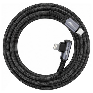 CODEWAY 90度 USB C to Lightning 快充充電線, 2m, 灰色, 1條