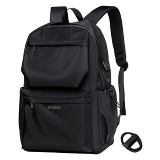 Marco Polo 輕量尼龍口袋後背包+USB線組 MP3258 黑色 30 x 13 x 42cm 男女通用, 1組