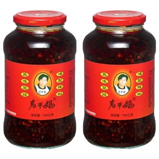 老干媽 風味豆豉油制辣椒，傳統釀造，香辣好滋味，廚房必備, 740g, 2罐