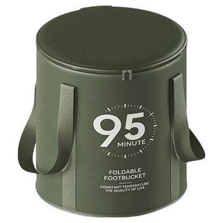 YUNMI 五層加厚保溫加蓋泡腳桶/旅行便攜泡腳袋/可折疊足浴桶/保溫水桶/足浴盆 附收納袋, 墨綠色, 1個