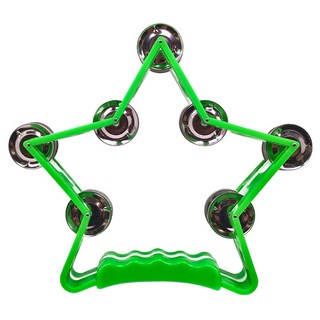 奧福打擊樂器 雙排鈴鼓 星型 綠色 兒童音樂啟蒙 節奏樂器 親子互動玩具, 1個