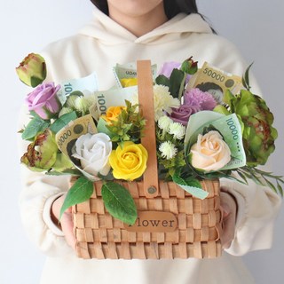 MORIANN 康乃馨花籃 +鈔票花套, 紫色