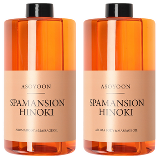 Asoyoon Spamansion系列 身體按摩油 Hinoki 植物油製作 營養保濕 不黏膩, 1L, 2瓶