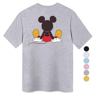 ILLUSO 男女通用 迪士尼微笑米奇短袖T恤, 灰色
