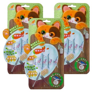 Catfeet 哈娜最愛好吃肉泥 無穀物 化毛配方 條形獨立包裝, 鮪魚 + 膠原蛋白, 60g, 3袋