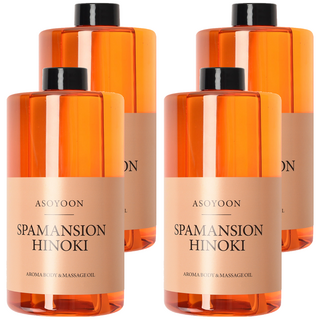 Asoyoon Spamansion系列 身體按摩油 Hinoki 植物油製作 營養保濕 不黏膩, 1L, 4瓶