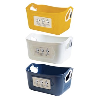nishiki 錦化成 Snoopy 置物籃 三件組 日本製造 容量約500ML, Snoopy 藍色 + 黃色 + 白色, 1組