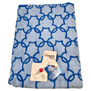 LIFE 來福牌 迪士尼米奇經典花紋浴巾 68*137CM 420G 100%棉 台灣製, 藍色, 1件