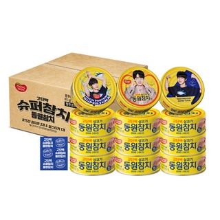 Dongwon 東遠 Tuna BTS Jin聯名Light Standard鮪魚罐頭 12入 封面隨機出貨+裝飾貼紙組, 1020g, 1組