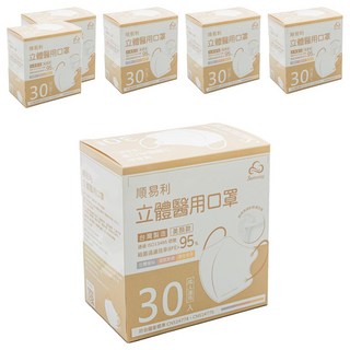 順易利 成人立體醫用口罩 美顏款, 珊瑚粉, 30片, 6盒