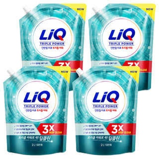 리큐 진한겔 딥클린 트리플파워 일반용 액상세제 리필, 2L, 4개
