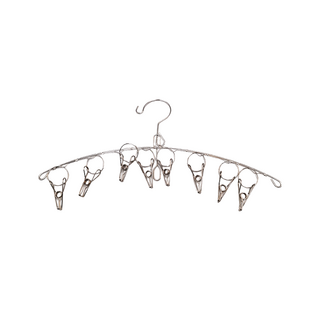 弧形 8夾 不鏽鋼衣襪架 3個, 銀色, 1組