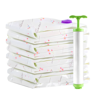 Wenbo 文博 加厚防漏超值真空壓縮袋 適用於整理收納床上用品、家居用品, 9個裝, 1組, 大100 x 70cm 4個 + 中80 x 60cm 4個 + 抽氣筒