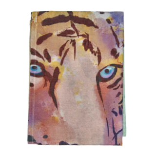 小銅板 白亞麻門簾, 水彩老虎