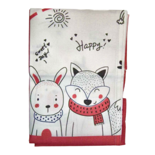 小銅板 白亞麻門簾, 手繪動物