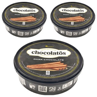 chocolatos 芝莉 迷你捲心酥 黑巧克力, 190g, 3罐