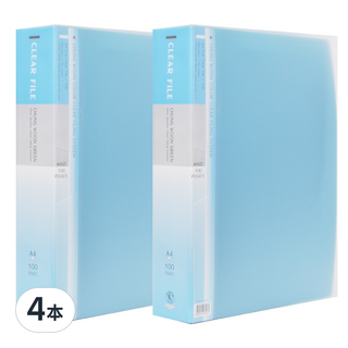 ECO Chungwoon PP材質透明文件夾 A4 100頁 天藍色, 4本