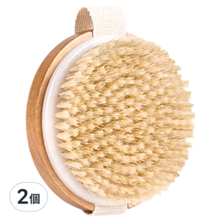 AHOYE 天然豬鬃毛掌上沐浴刷 木頭色, 2個, 1入