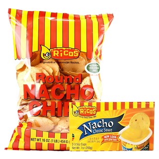 Ricos 圓形玉米脆片+起司沾醬 2入組, 1組, 654g
