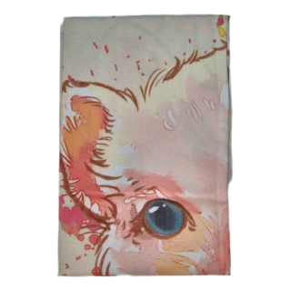 小銅板 白亞麻門簾, 水彩小豬