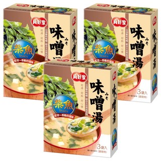真好家柴魚味噌湯 日式風味湯品 嚴選食材 沖泡方便 3入, 30g, 3盒