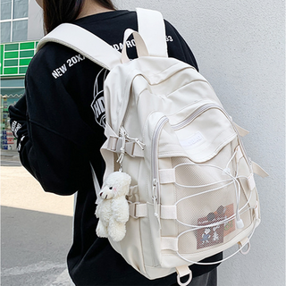 學生休閒輕便防水背包, 象牙白