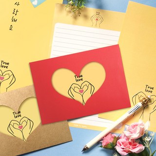 투영디자인 편지지 8p + 봉투 4p 세트, 사랑해요 + 랜덤 발송, 1세트