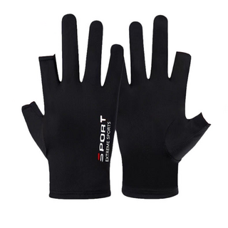 s-sportplus+ 男防曬手套 運動款2指, 黑色, 防滑耐磨, 透氣舒適, 不適用