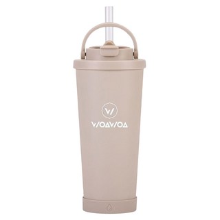 WOAWOA 陶瓷不鏽鋼手提保溫杯, 1個, 奶茶色, 710ml