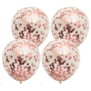 透明亮片氣球 12吋 6個, 玫瑰金, 4組