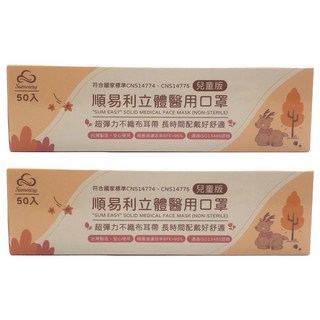順易利 兒童寬耳立體醫用口罩 未滅菌 S, 50片, 2盒, 公主城堡