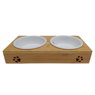 CatFeet 竹製方形雙碗 大碗 31.4 x 15.3 x 6cm, 陶瓷 白色, 1個