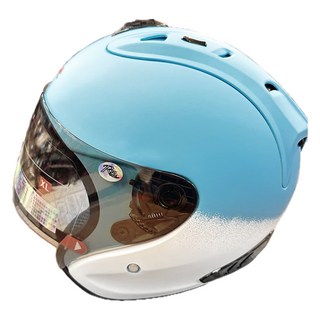 ARC HELMET 全罩式安全帽 含一層護目鏡 R3-A6, 天藍白色