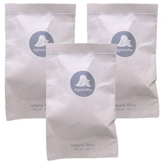 agooday 好日子 天然蠶絲牙線線圈補充包 溫和清潔牙縫 預防蛀牙 環保材質, 30m, 1入, 3個