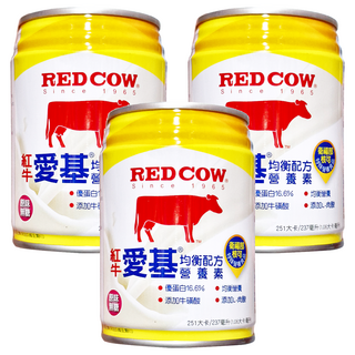 RED COW 紅牛 愛基均衡營養237ml*3罐, 優質蛋白, L-肉酸, 牛磺酸, 無糖配方, 237ml
