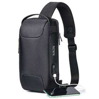 NEW'N 男士旅行用單肩包 V10, 黑色
