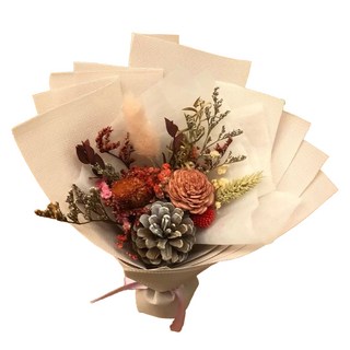 A-ONE 匯旺 松果焦糖索拉玫瑰花 乾燥花束 Y款