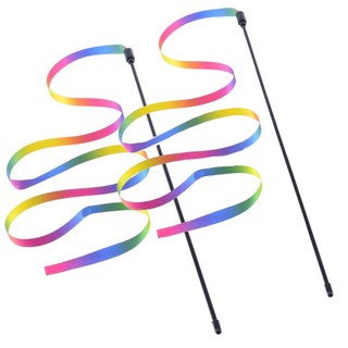 멍냥이노리터 고양이 레인보우 낚시대, 무지개색, 2개