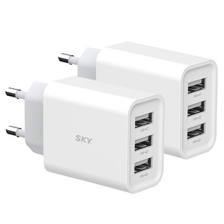 SKY 필 C3 18W 3포트 USB 어댑터 멀티 충전기, 화이트, 2개
