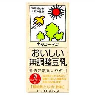 KIKKOMAN 龜甲萬 無調整豆乳 1L, 契約栽培丸大豆使用, 植物性蛋白飲料, 零膽固醇, 6瓶